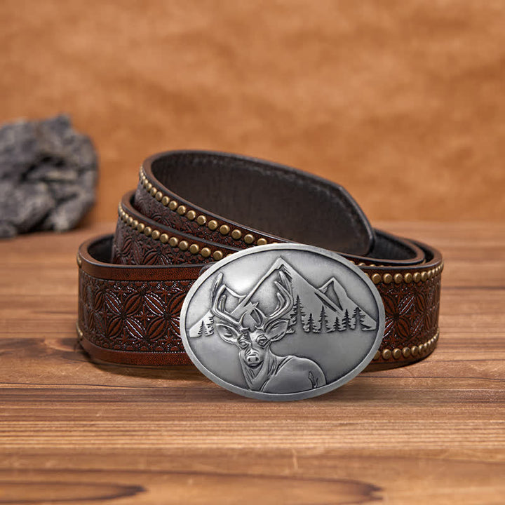 Ceinture en cuir avec boucle porte-bière créative en forme de cerf sculpté pour homme