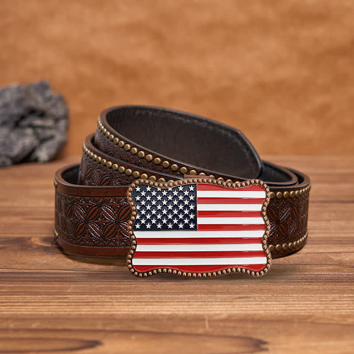 Portefeuille créatif en cuir avec boucle pour carte et drapeau américain pour homme