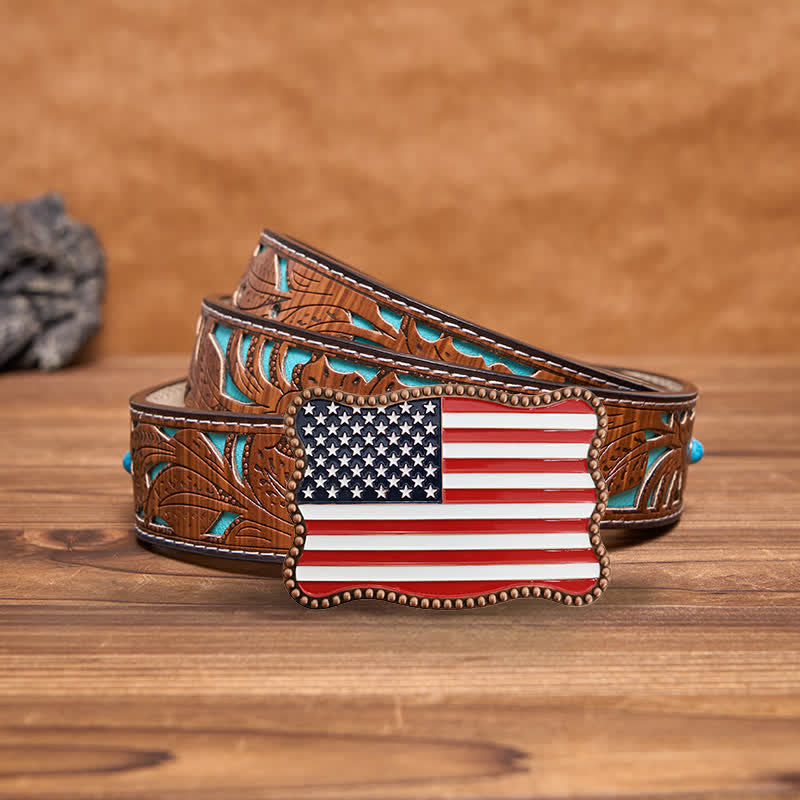 Portefeuille créatif en cuir avec boucle pour carte et drapeau américain pour homme
