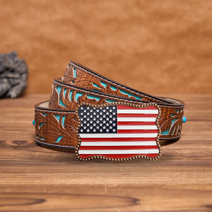 Portefeuille créatif en cuir avec boucle pour carte et drapeau américain pour homme
