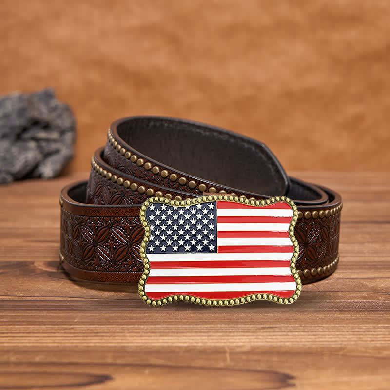Portefeuille créatif en cuir avec boucle pour carte et drapeau américain pour homme