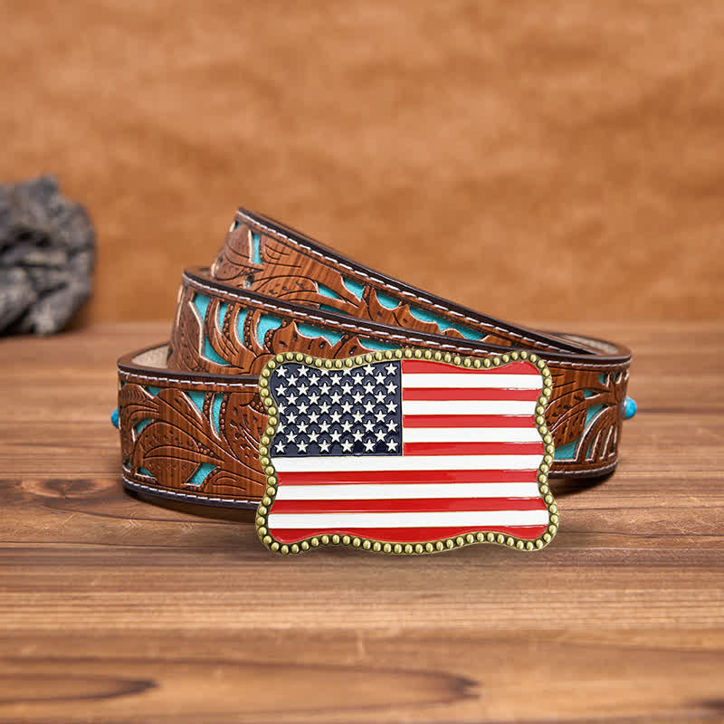 Portefeuille créatif en cuir avec boucle pour carte et drapeau américain pour homme