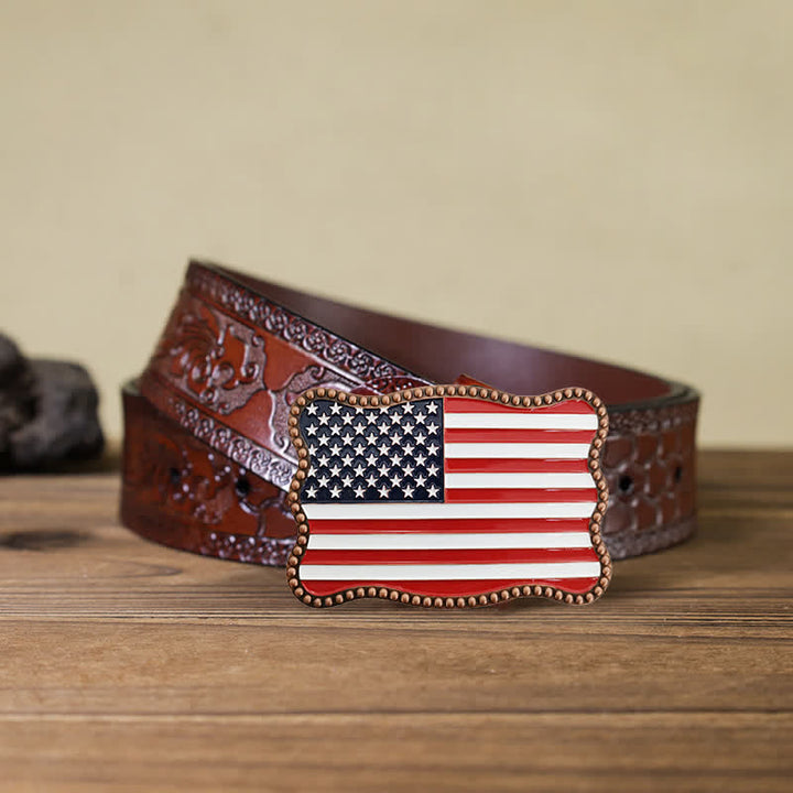 Portefeuille créatif en cuir avec boucle pour carte et drapeau américain pour homme