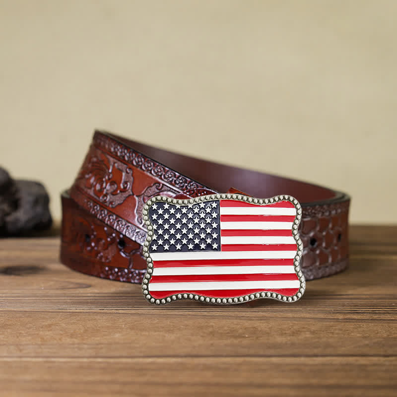 Portefeuille créatif en cuir avec boucle pour carte et drapeau américain pour homme