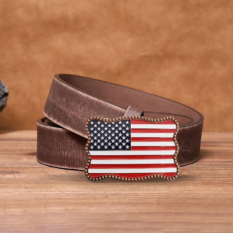 Portefeuille créatif en cuir avec boucle pour carte et drapeau américain pour homme