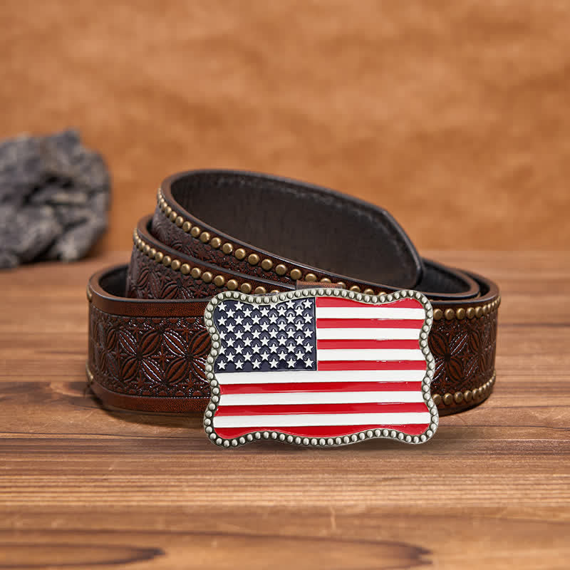 Portefeuille créatif en cuir avec boucle pour carte et drapeau américain pour homme