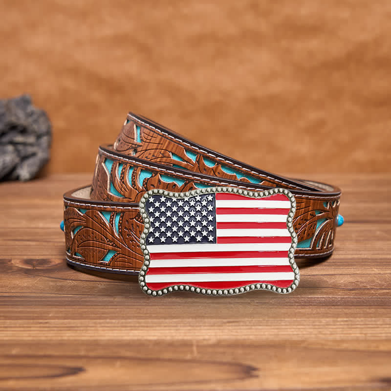 Portefeuille créatif en cuir avec boucle pour carte et drapeau américain pour homme