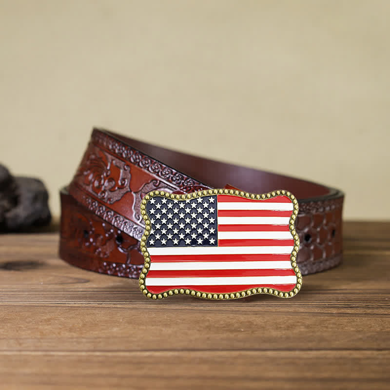 Portefeuille créatif en cuir avec boucle pour carte et drapeau américain pour homme