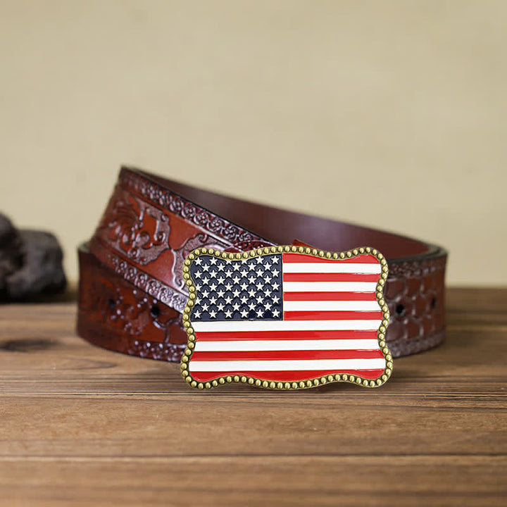Portefeuille créatif en cuir avec boucle pour carte et drapeau américain pour homme