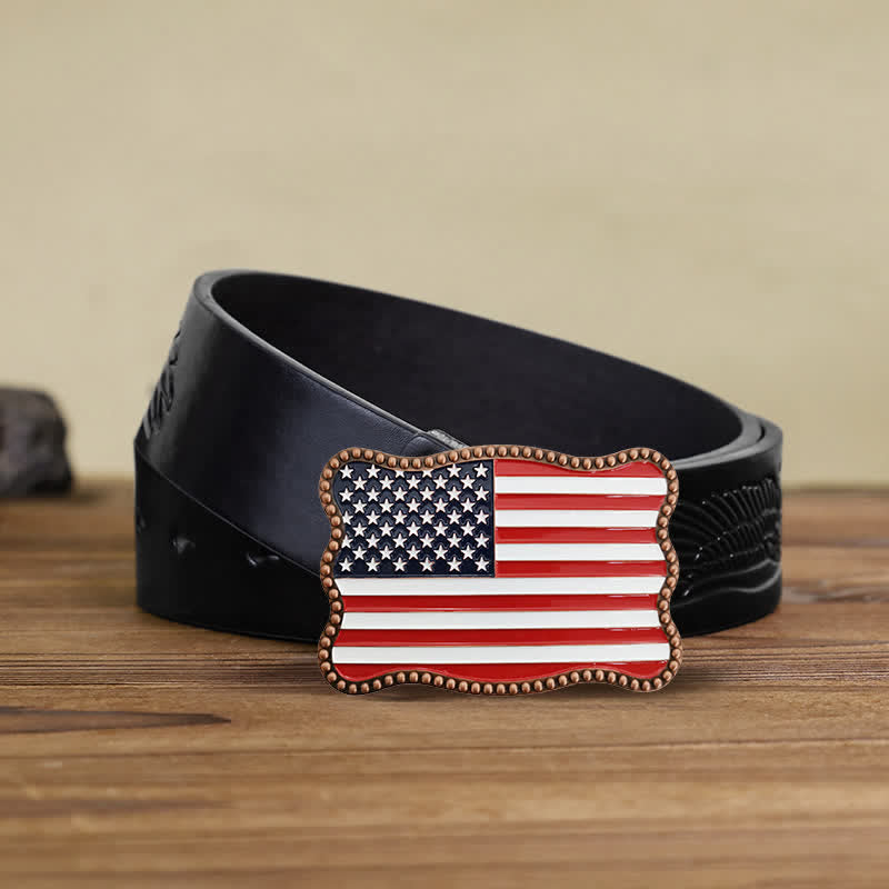 Portefeuille créatif en cuir avec boucle pour carte et drapeau américain pour homme