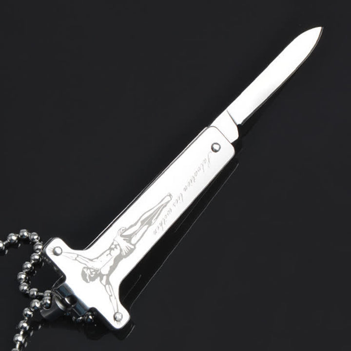 Collier avec pendentif mini couteau pliant créatif en forme de croix de Jésus - image 6