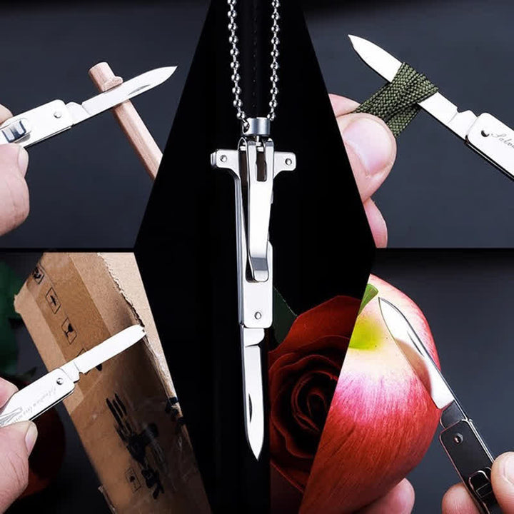 Collier avec pendentif mini couteau pliant créatif en forme de croix de Jésus - image 3