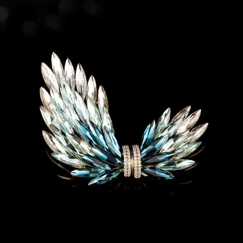 Broche élégante et luxueuse en forme d'ailes en zircon brillant pour femme
