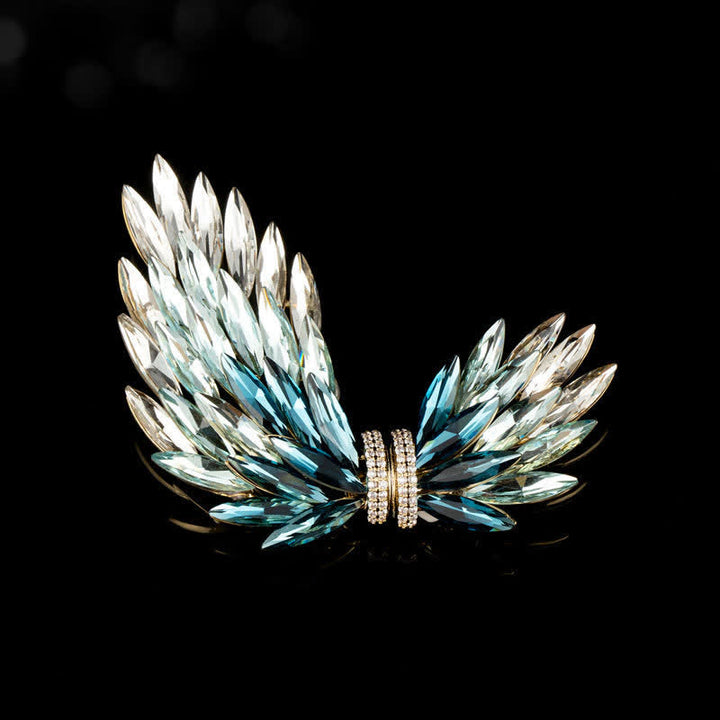 Broche élégante et luxueuse en forme d'ailes en zircon brillant pour femme