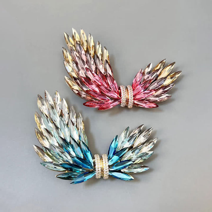 Broche élégante et luxueuse en forme d'ailes en zircon brillant pour femme