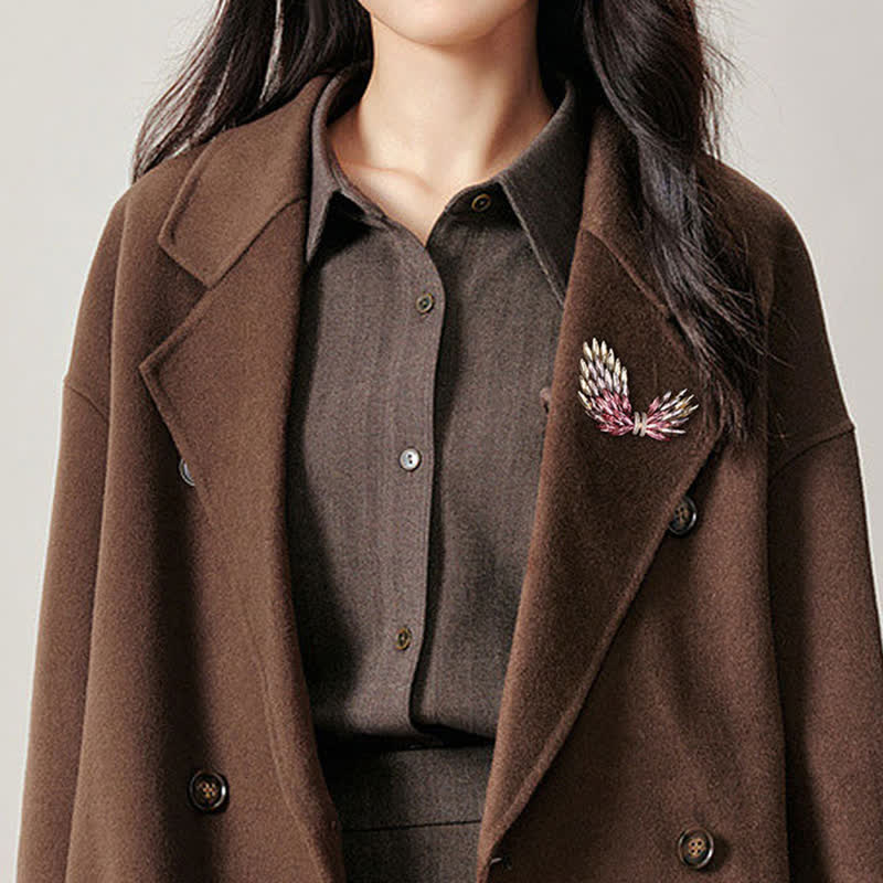 Broche élégante et luxueuse en forme d'ailes en zircon brillant pour femme