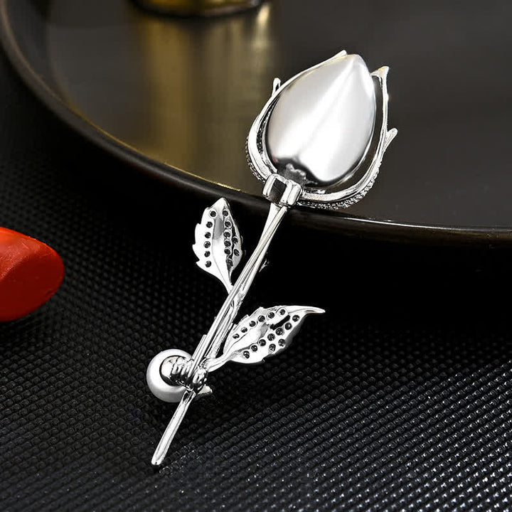 Broche élégante en cristal synthétique pour femme avec tulipe bleue