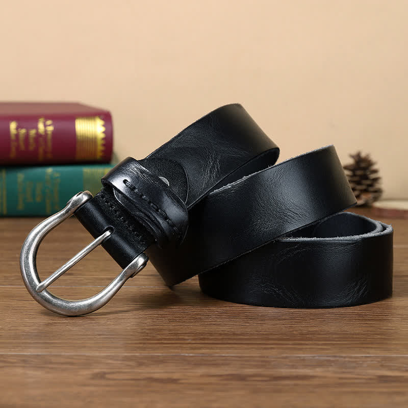 Ceinture en cuir simple et polyvalente à effet vieilli