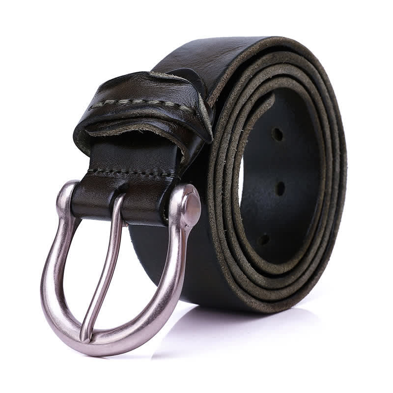 Ceinture en cuir simple et polyvalente à effet vieilli