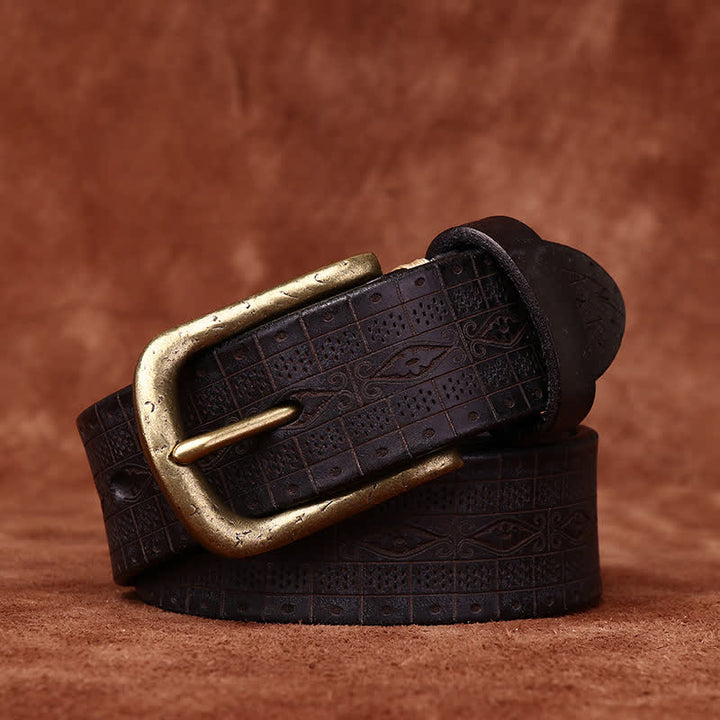 Ceinture en cuir épais à motif sculpté et gaufré de style occidental