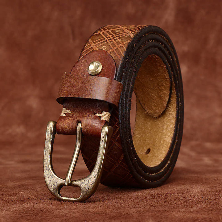 Ceinture en cuir épais avec motif diamant en relief personnalisée