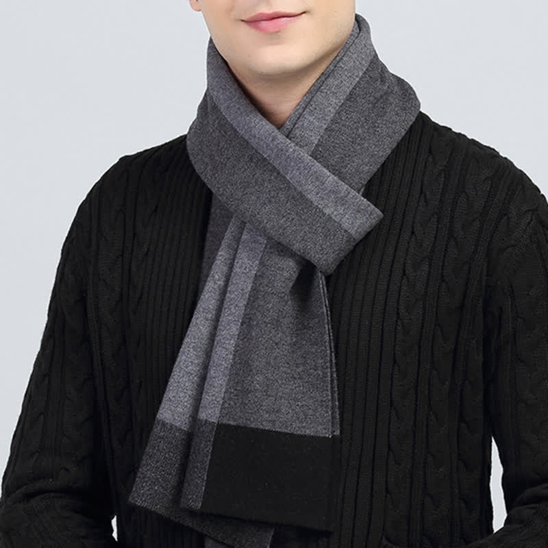 Écharpe en laine à carreaux et blocs de couleurs contrastés pour homme
