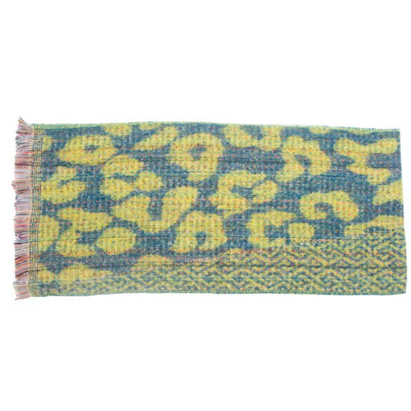 Écharpe courte unisexe à franges et imprimé léopard