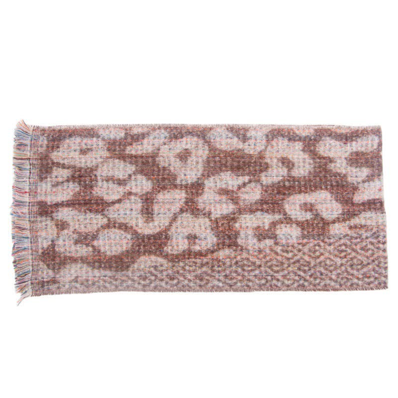 Écharpe courte unisexe à franges et imprimé léopard