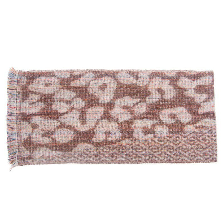 Écharpe courte unisexe à franges et imprimé léopard