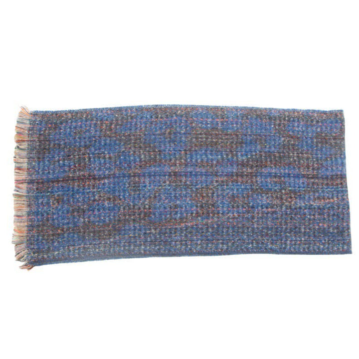 Écharpe courte unisexe à franges et imprimé léopard