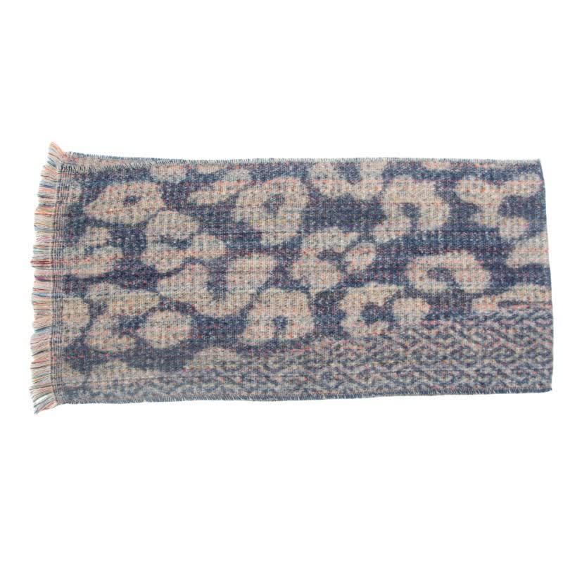 Écharpe courte unisexe à franges et imprimé léopard