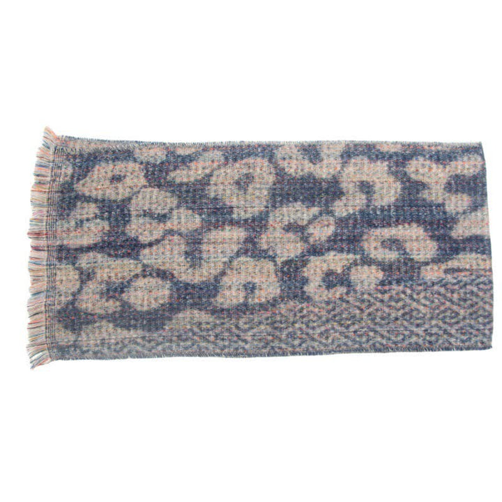 Écharpe courte unisexe à franges et imprimé léopard