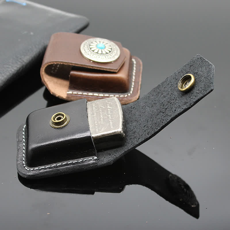 Sac ceinture en cuir avec porte-briquet turquoise indien