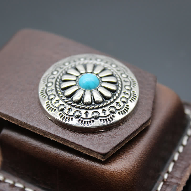 Sac ceinture en cuir avec porte-briquet turquoise indien