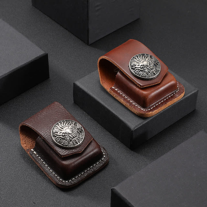 Sac ceinture en cuir avec porte-briquet puissant en forme de tête de dragon