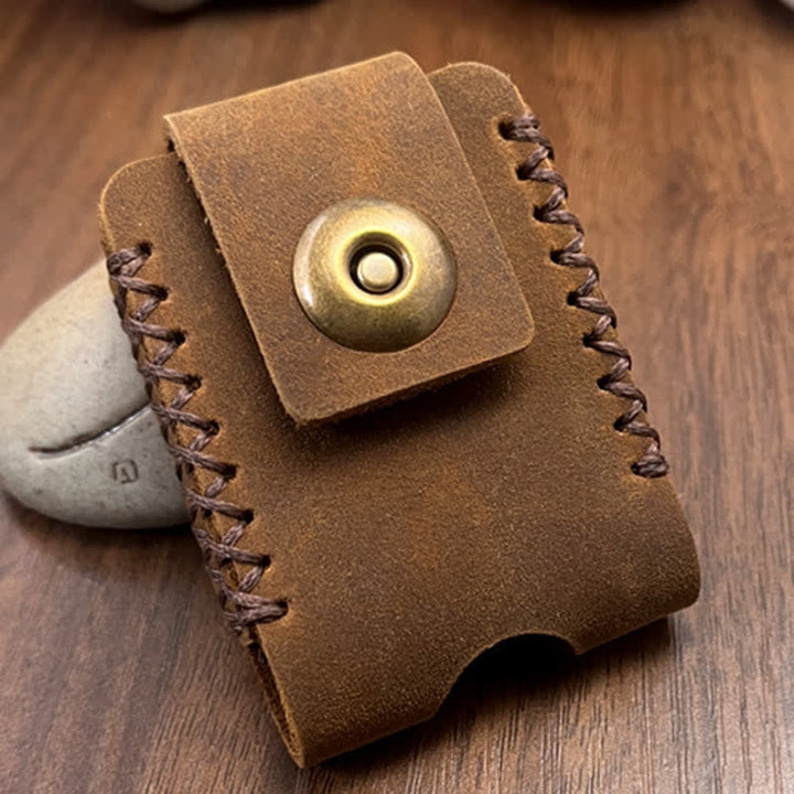 Sac ceinture en cuir fait main avec porte-briquet et motif couture