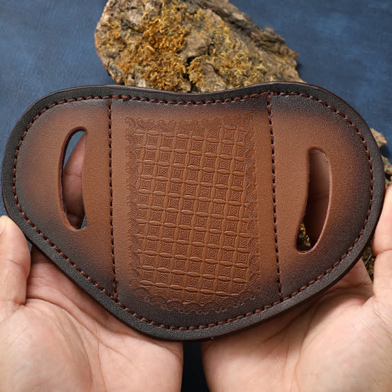 Étui à couteau pliant à motif tissé en relief, sac ceinture en cuir