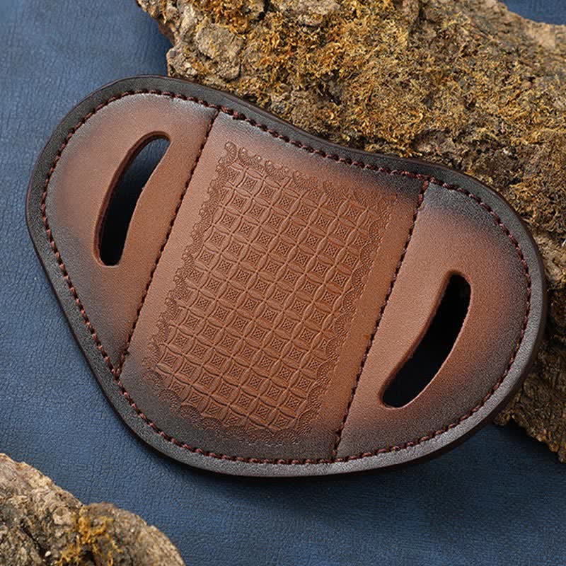 Étui à couteau pliant à motif tissé en relief, sac ceinture en cuir