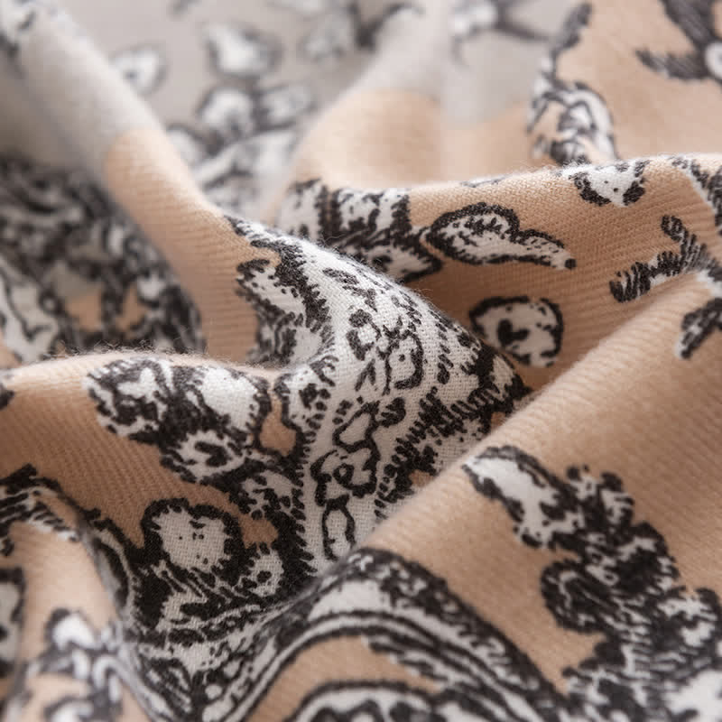 Écharpe à imprimé gris vintage de style national pour femme