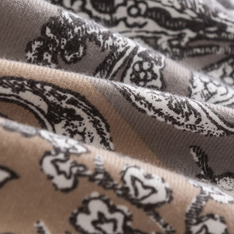 Écharpe à imprimé gris vintage de style national pour femme