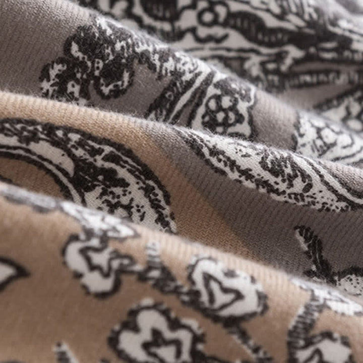 Écharpe à imprimé gris vintage de style national pour femme