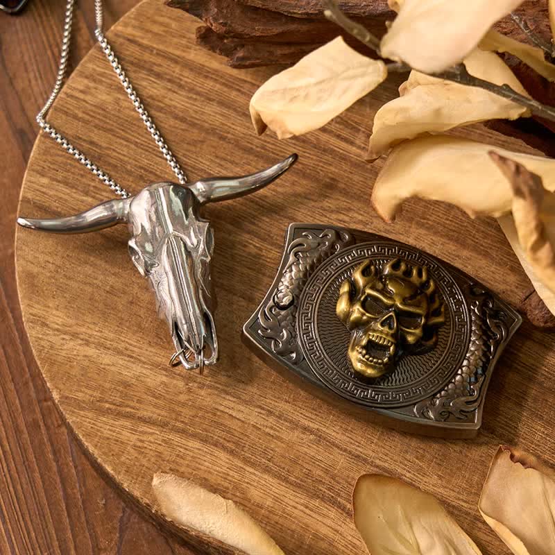 Ensemble de pendentifs en forme de taureau à longues cornes, couteau caché à faire soi-même, gadget occidental