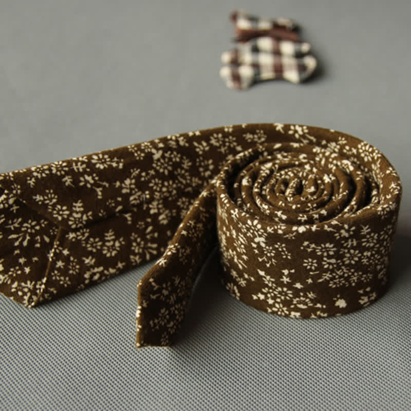 Cravate décontractée en coton à motif floral pour homme