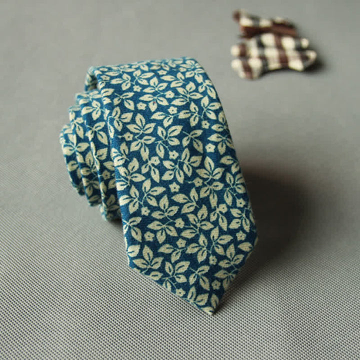 Cravate décontractée en coton à motif floral pour homme