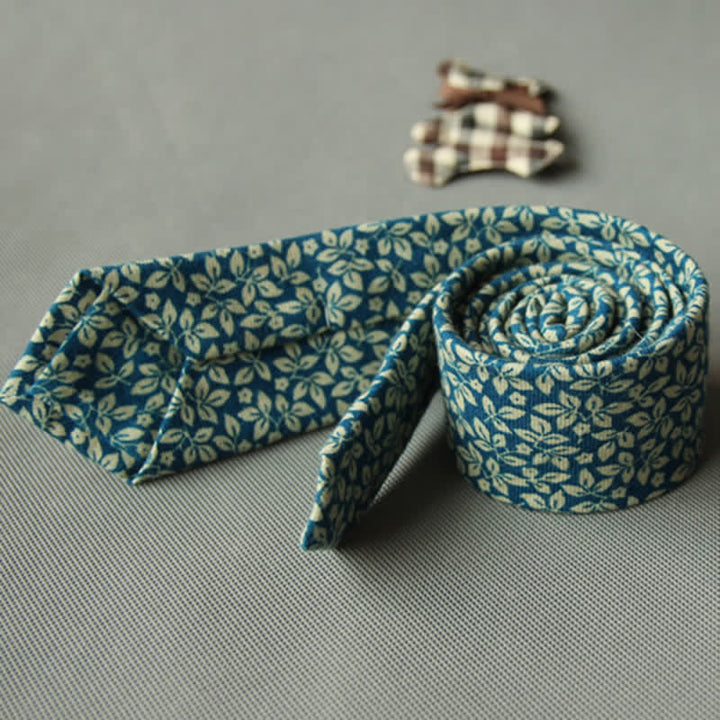 Cravate décontractée en coton à motif floral pour homme