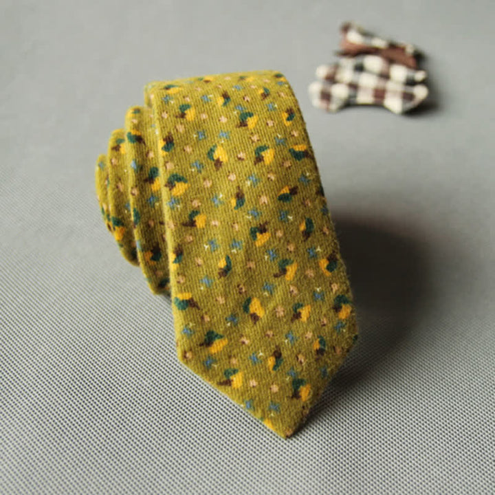 Cravate décontractée en coton à motif floral pour homme