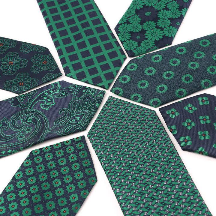 Cravate à carreaux fleuris pour homme, série vert foncé