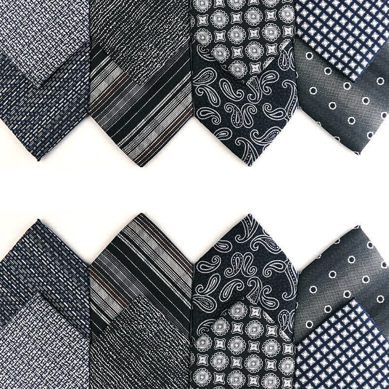 Cravate pour homme série gris foncé à rayures et pois cachemire