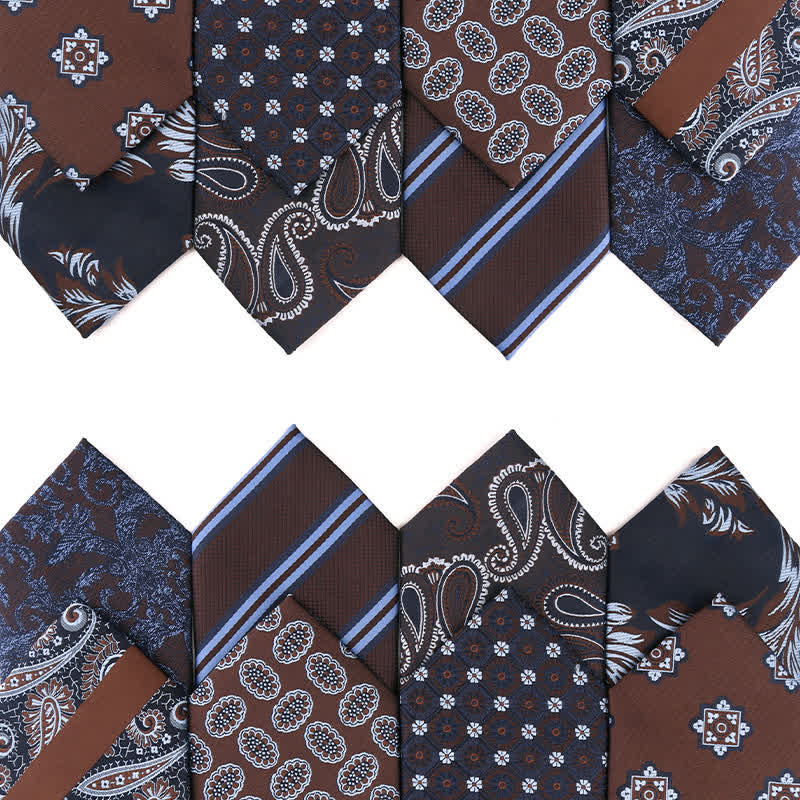 Cravate à rayures cachemire pour homme série marron café