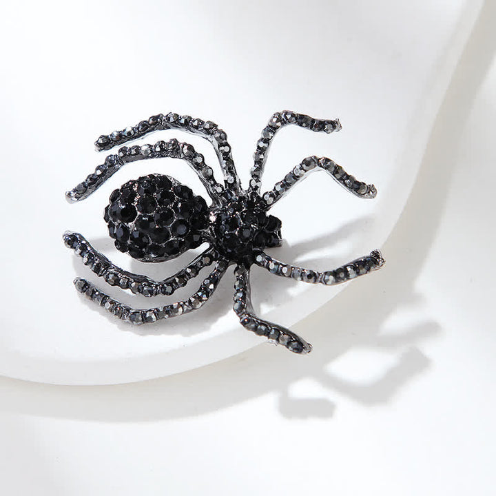 Broche fantaisie vintage unisexe en strass avec motif araignée